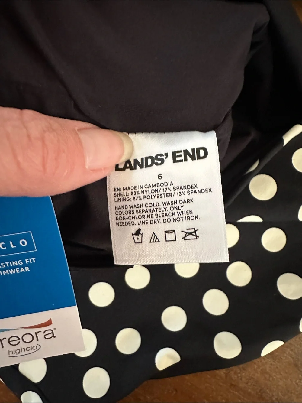 Lands’ End Polka Dot Two-Piece High-Waist Bikini - Black & Off White size‎ 6 NWT